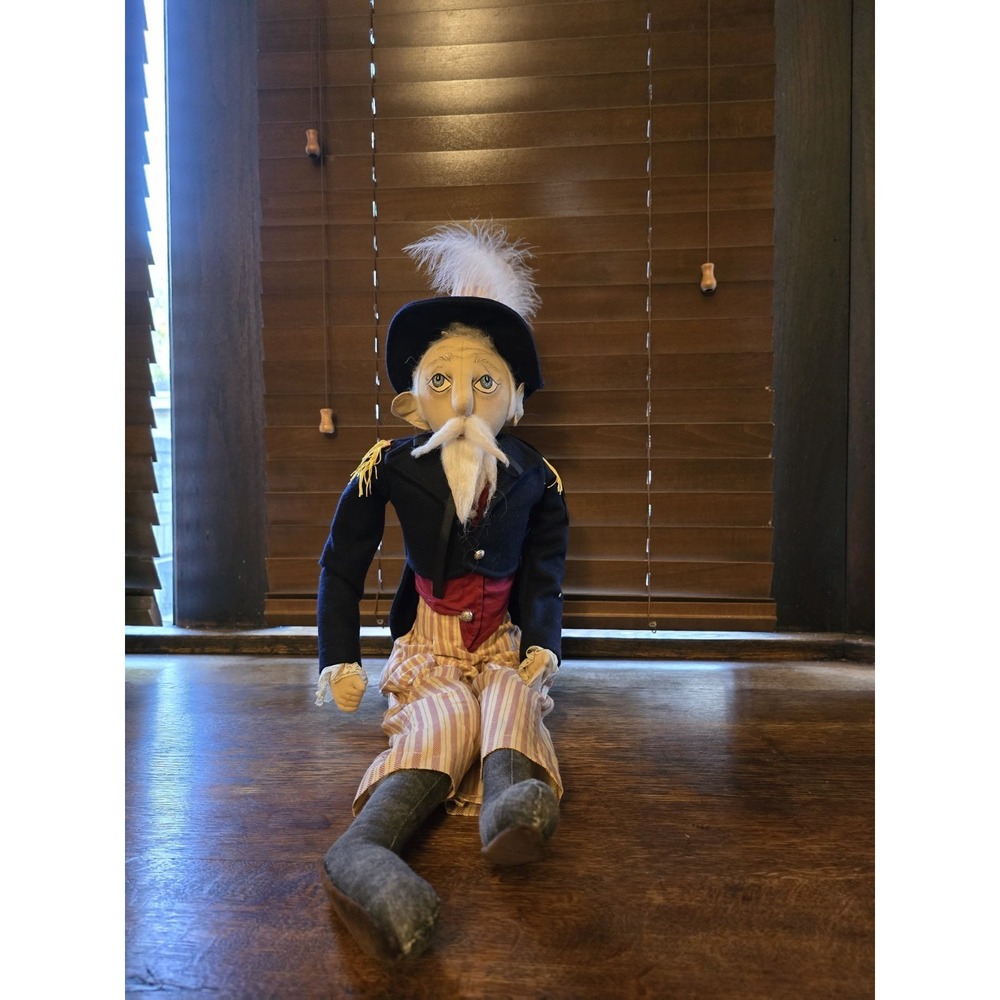 Colonial Traditions Uncle Sam Rag Cloth Doll Striped Pants Navy Jacket - Picture 4 of 7